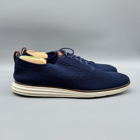 Cole Haan Shoes Mens 11 Navy Blue Grand OS Knit Wingtip Oxford Sneakers - Picture 1 of 12